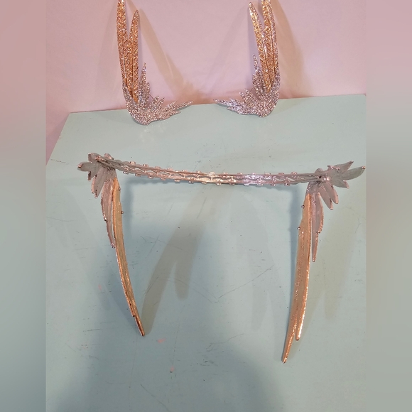 Rhinestone & Gold Winged Warrior Crown w/ Pins - Picture 9 of 9